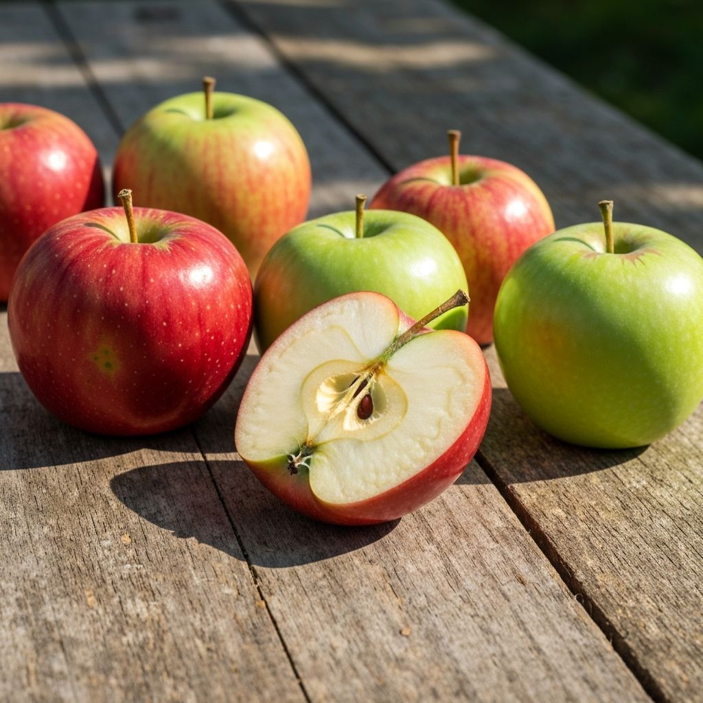 Fresh red and green apples